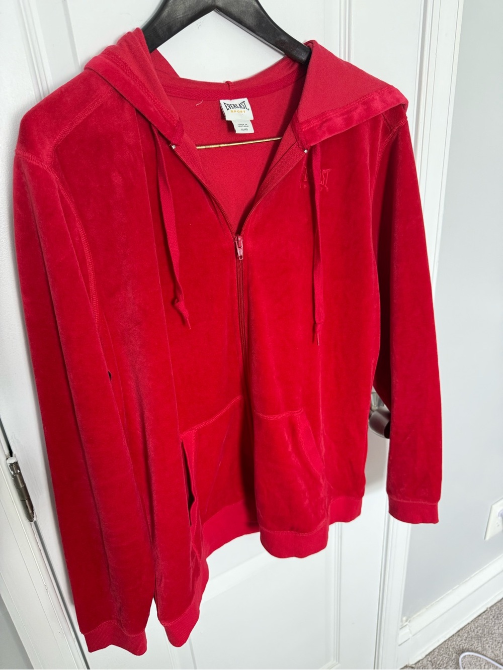 Everlast Red Velour Zip-Up Hoodie Jacket